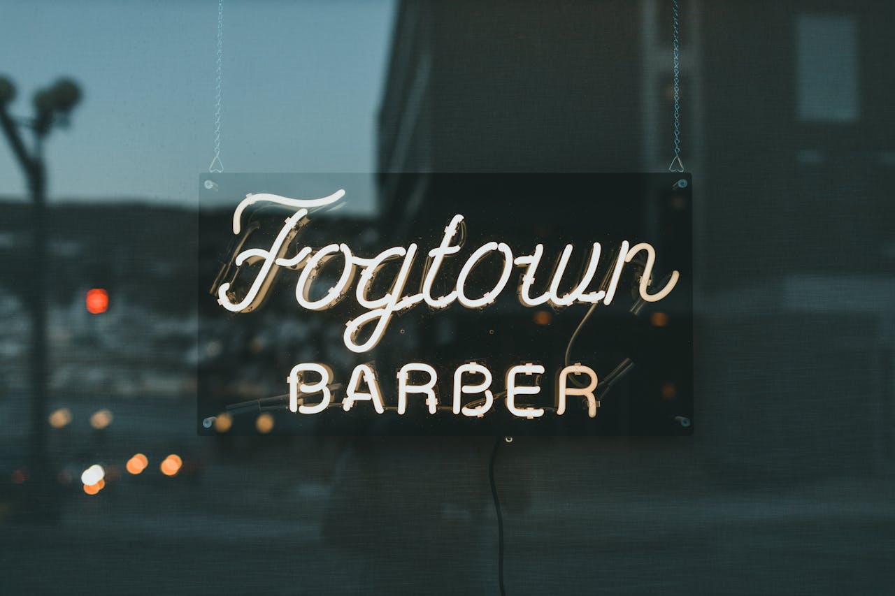 Fogtown Barber Board on Window